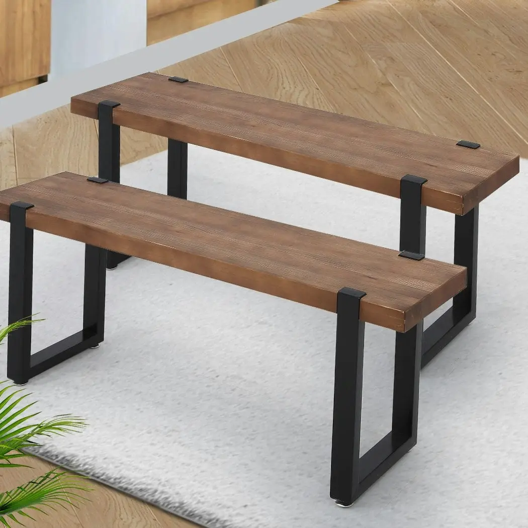 Levede 2x Dining Bench Chairs Wooden Seat Kitchen Outdoor Garden Patio 140CM