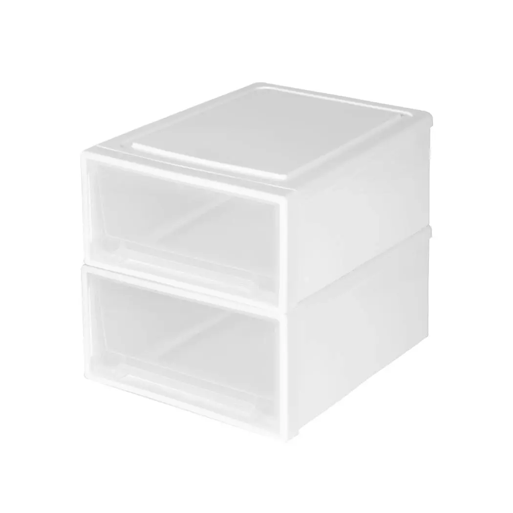 Traderight Group  Plastic Storage Box Stackable Containers 2PK Wardrobe Clothes Organisation 17L