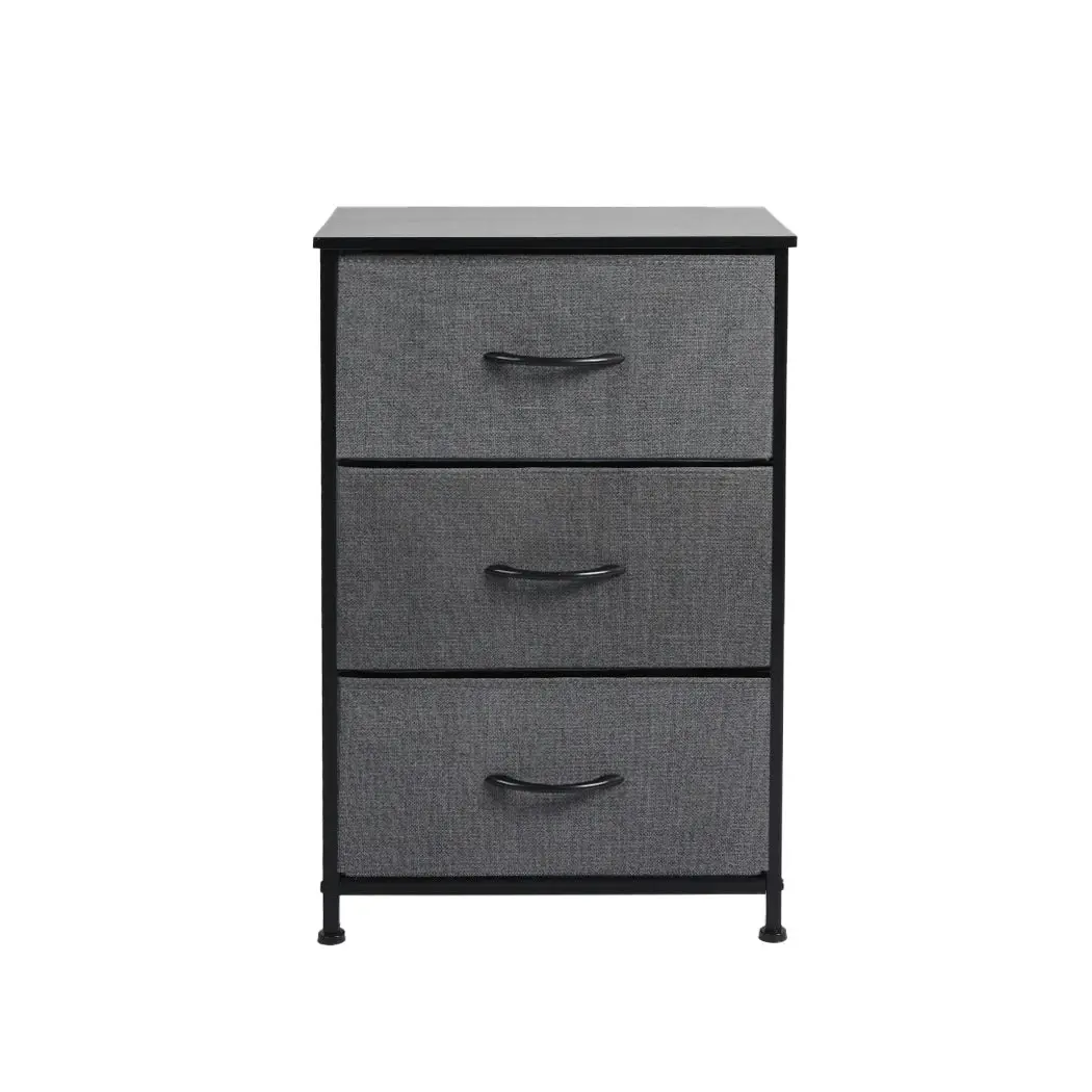 Levede Storage Cabinet Tower Chest of Drawers Dresser Tallboy 3 Drawer Bedside (CH1051-DG_1)