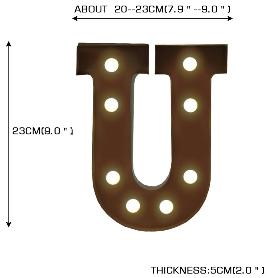 Traderight Group  LED Metal Letter Lights Free Standing Hanging Marquee Event Party D?cor Letter U