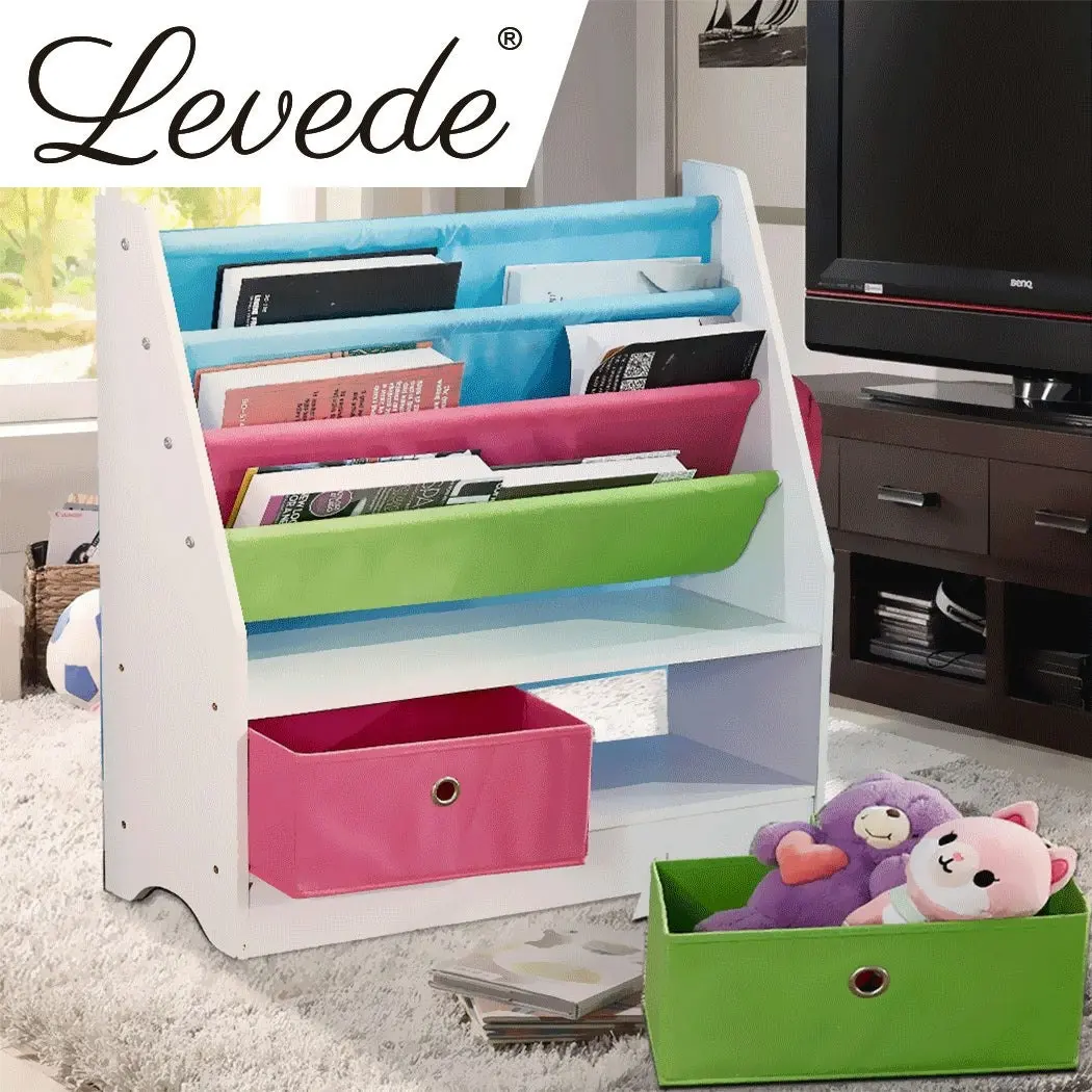 Levede Kids Bookshelf Bookcase Wooden Magazine Rack Toy Box Organiser Storage