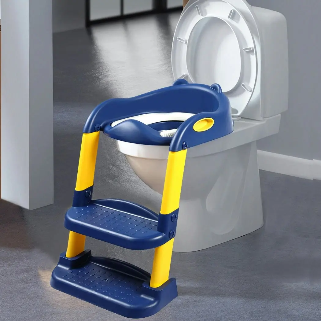 BoPeep Kids Toilet Ladder Toddler Training Step Stool Soft Seat Non Slip Blue