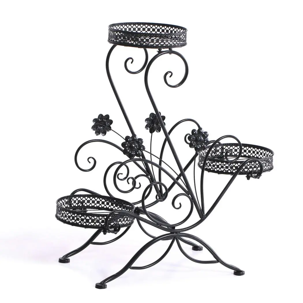 Levede Plant Stand Outdoor Indoor Metal Flower Pots Rack Corner Planter Shelf