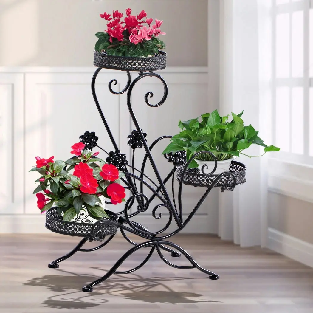 Levede Plant Stand Outdoor Indoor Metal Flower Pots Rack Corner Planter Shelf