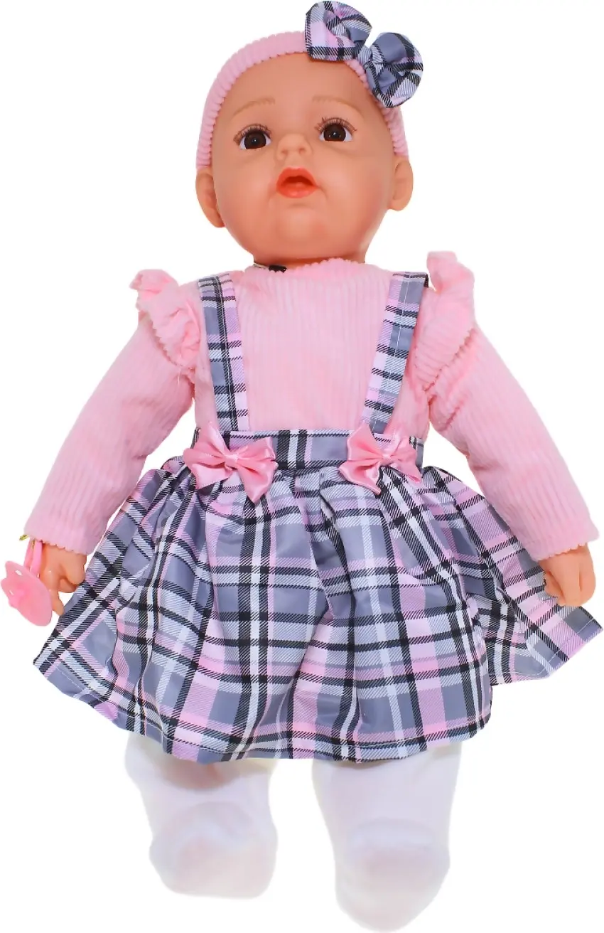 Cotton Candy - Baby Doll Harper With Dummy - Pink Tartan Outfit