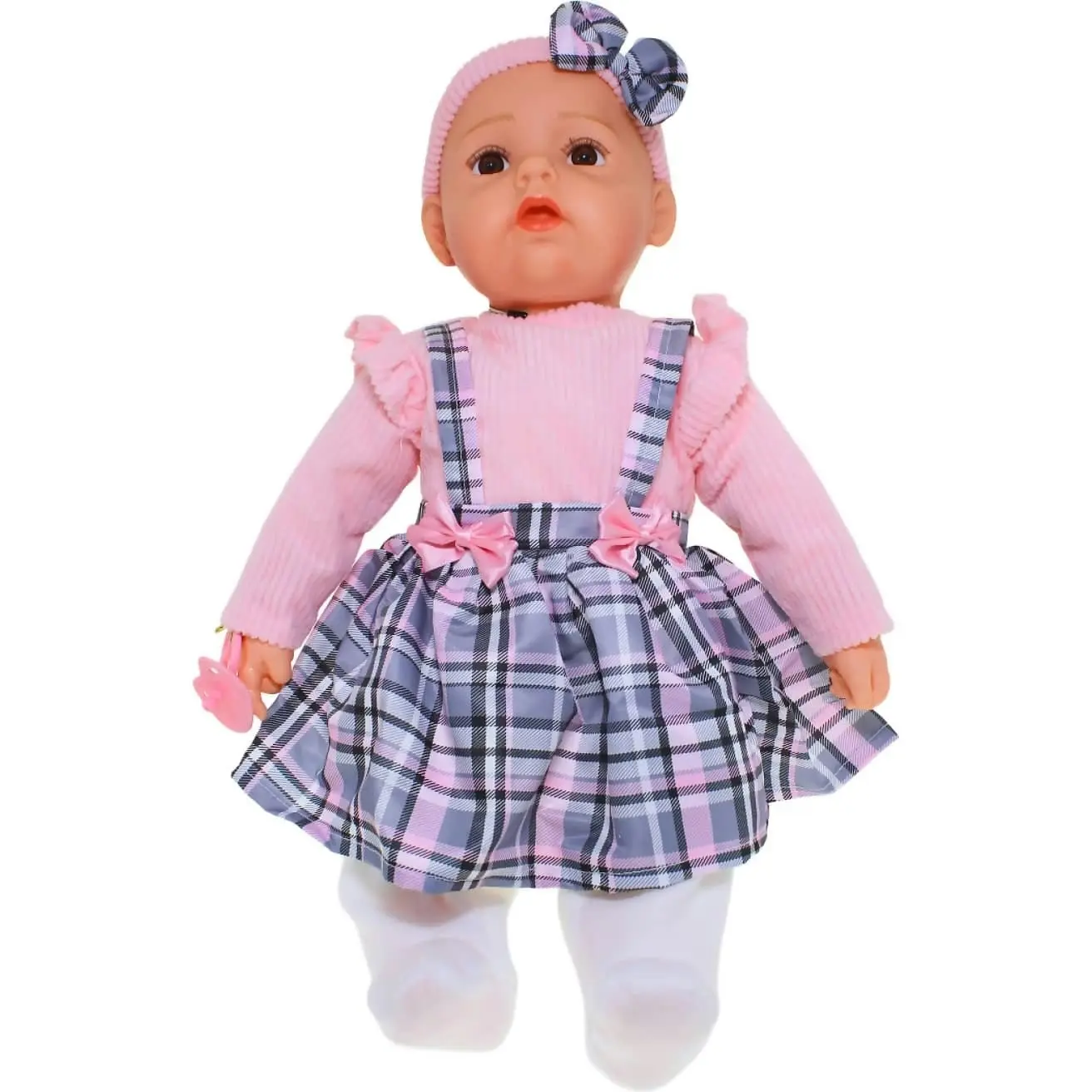 Cotton Candy - Baby Doll Harper With Dummy - Pink Tartan Outfit