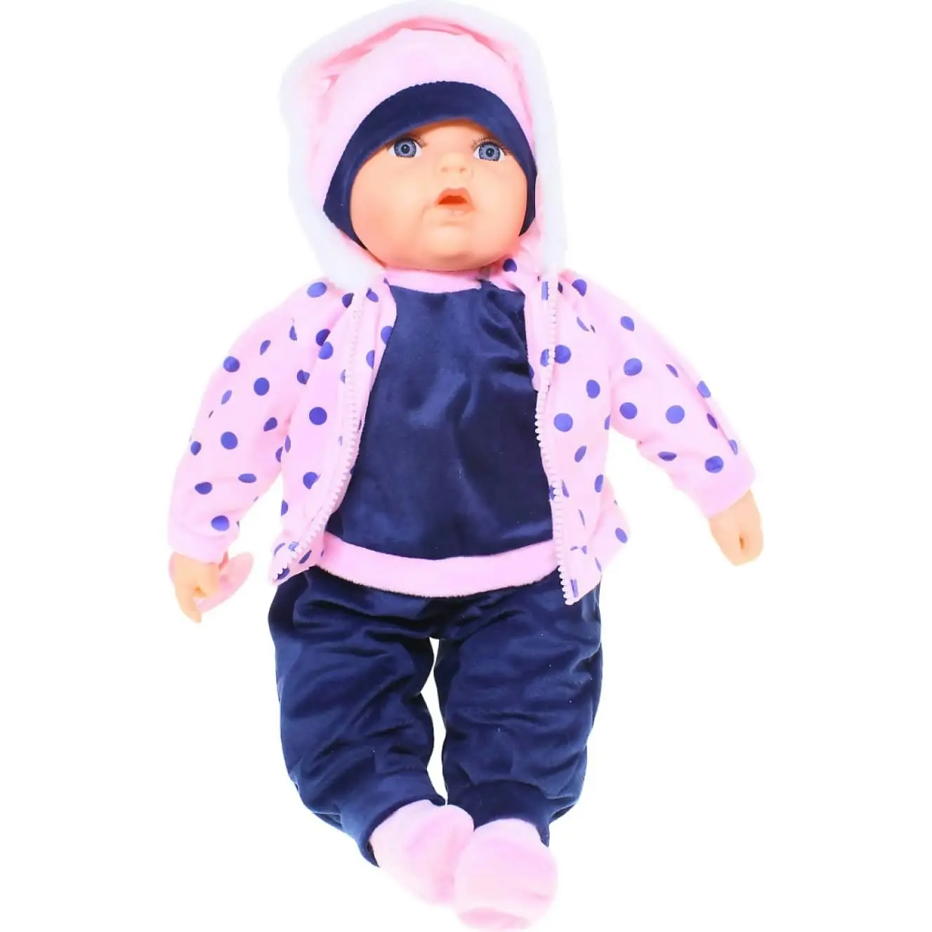 Cotton Candy - Baby Doll Eliza With Dummy - Pink Polka Dot Jacket