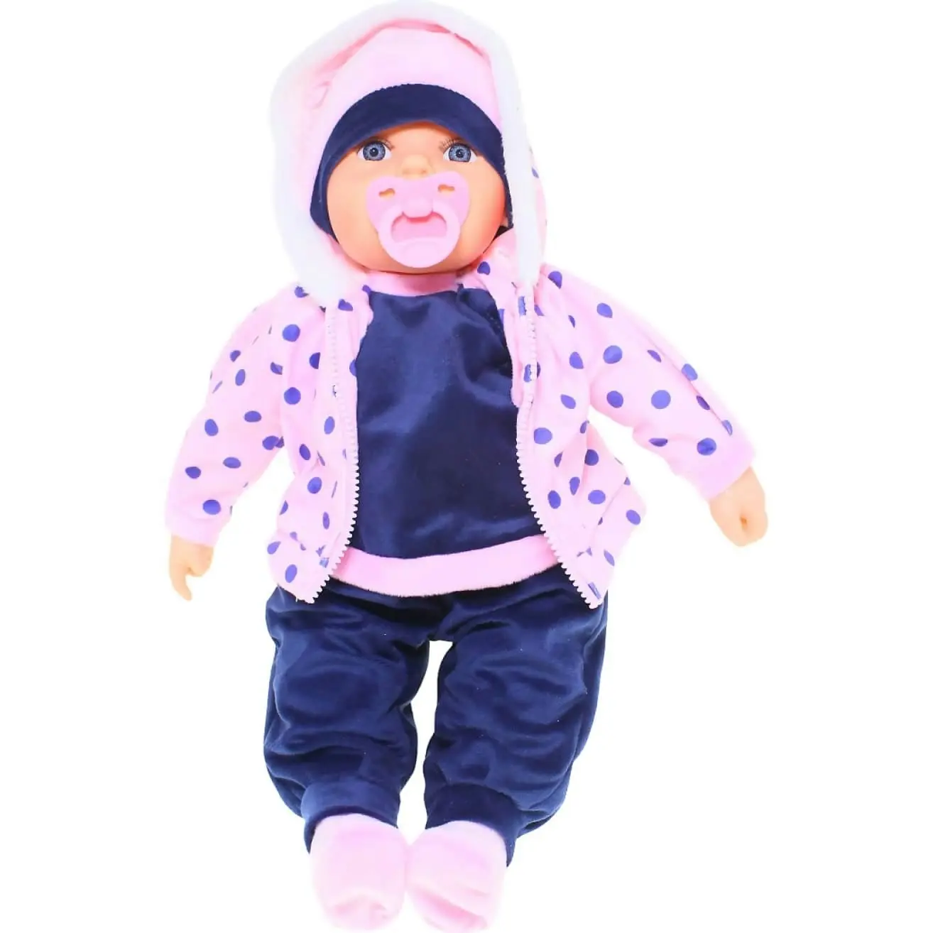 Cotton Candy - Baby Doll Eliza With Dummy - Pink Polka Dot Jacket