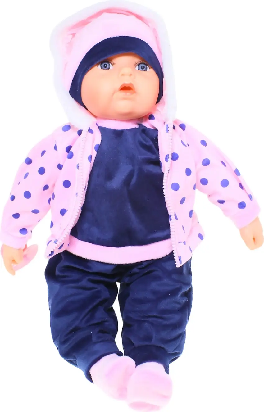 Cotton Candy - Baby Doll Eliza With Dummy - Pink Polka Dot Jacket