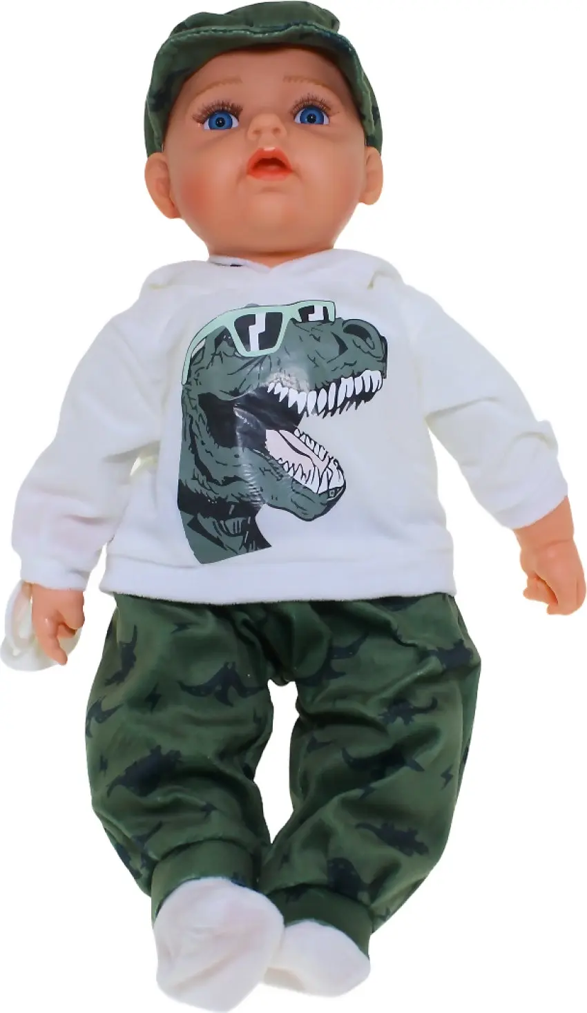 Cotton Candy - Baby Doll Jack With Dummy - White Hoodie With Dinosaur