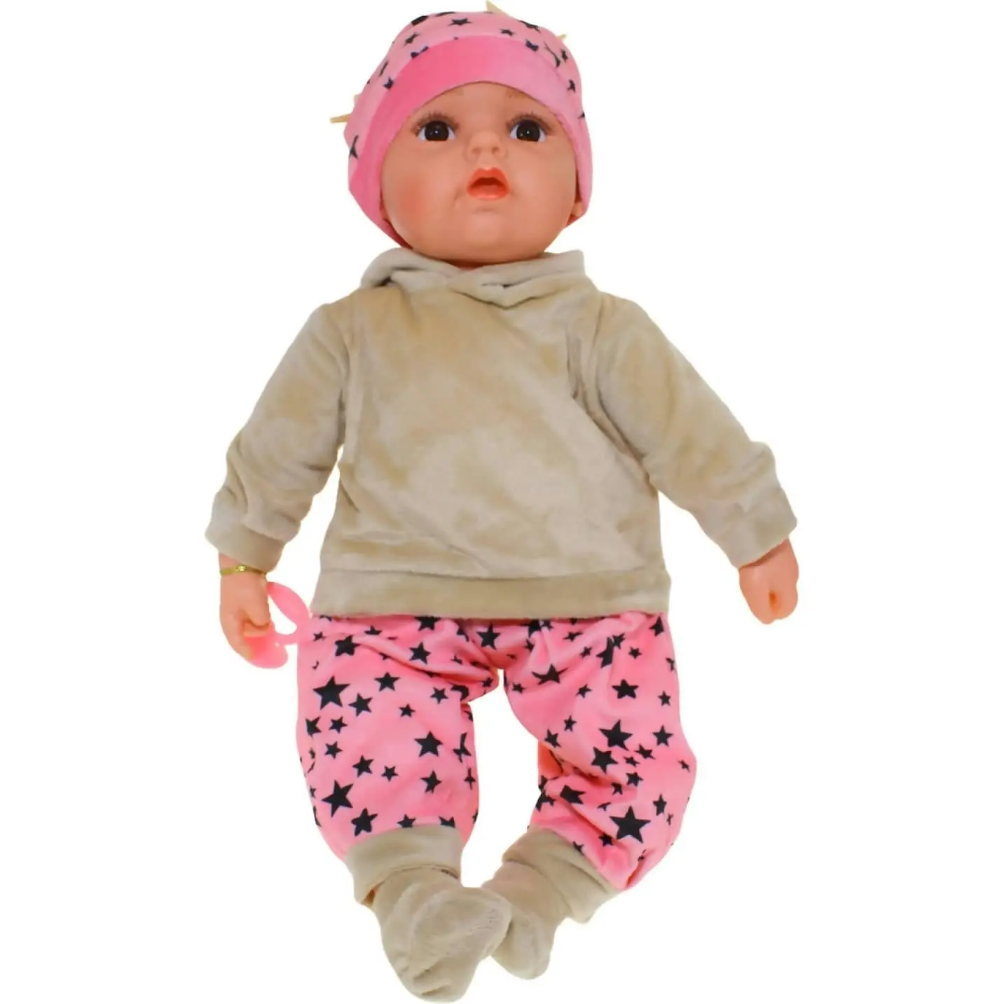 Cotton Candy - Baby Doll Amelia With Dummy - Pink Outfit With Stars