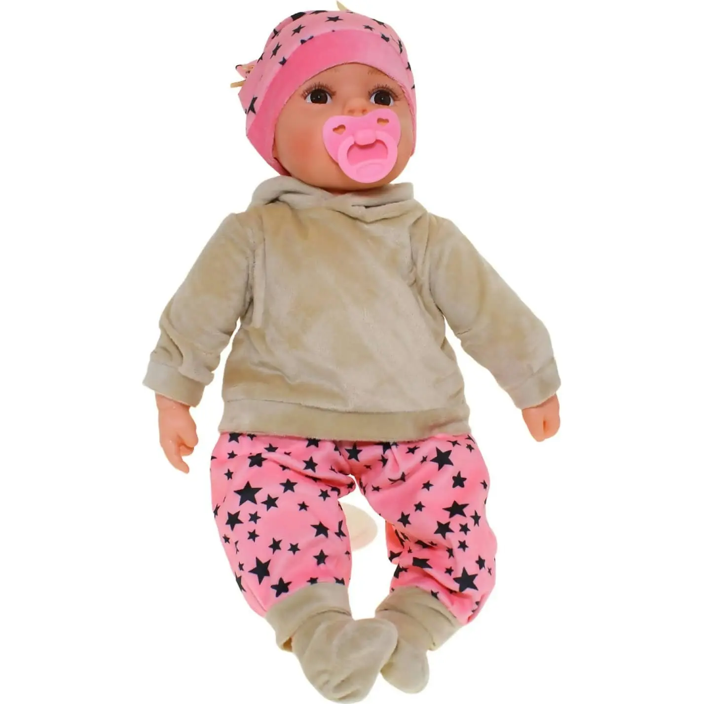 Cotton Candy - Baby Doll Amelia With Dummy - Pink Outfit With Stars