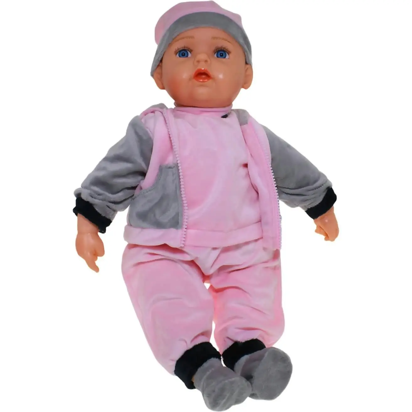 Cotton Candy - Baby Doll Chloe With Dummy - Pink/grey Outfit