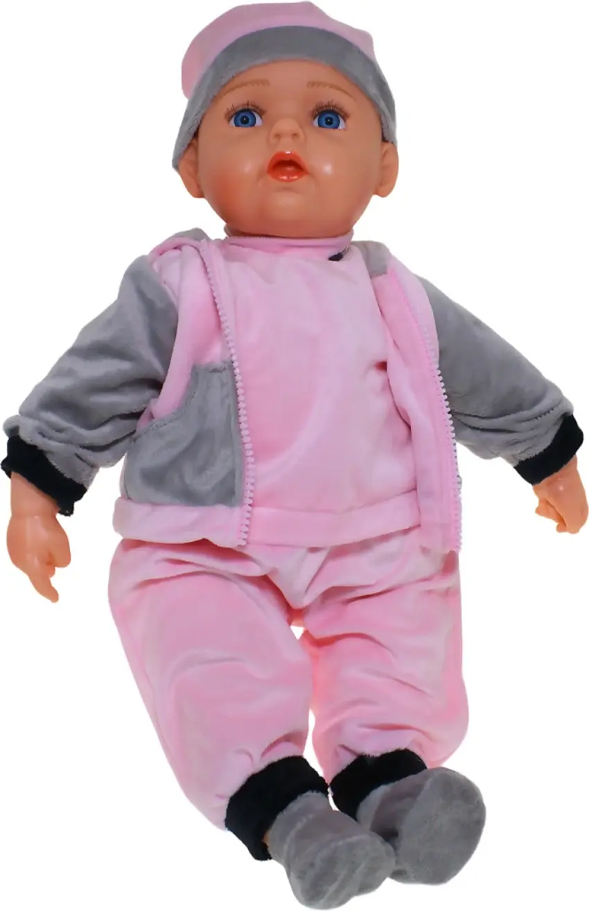 Cotton Candy - Baby Doll Chloe With Dummy - Pink/grey Outfit