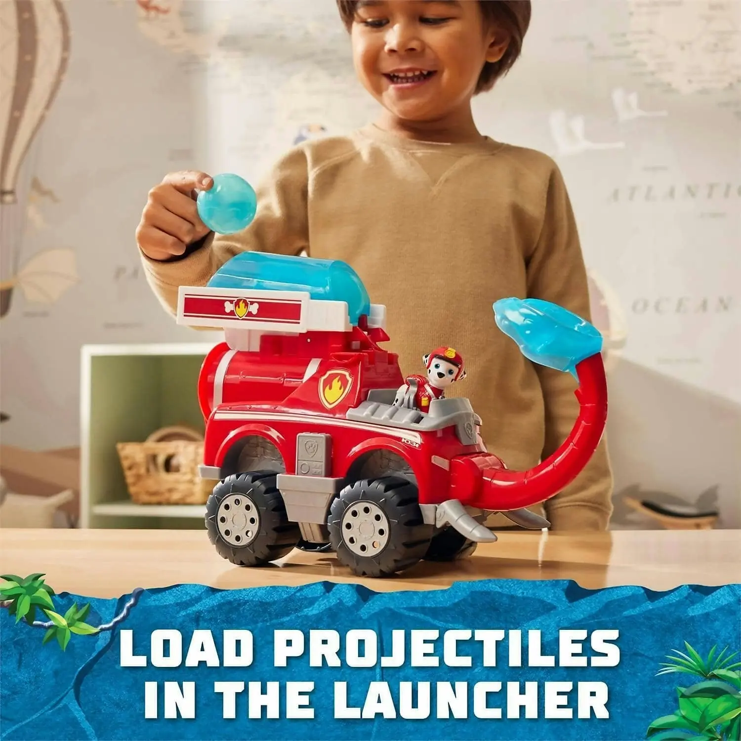 Paw Patrol - Jungle Pups Marshall Elephant Firetruck With Projectile Launcher - Spin Master