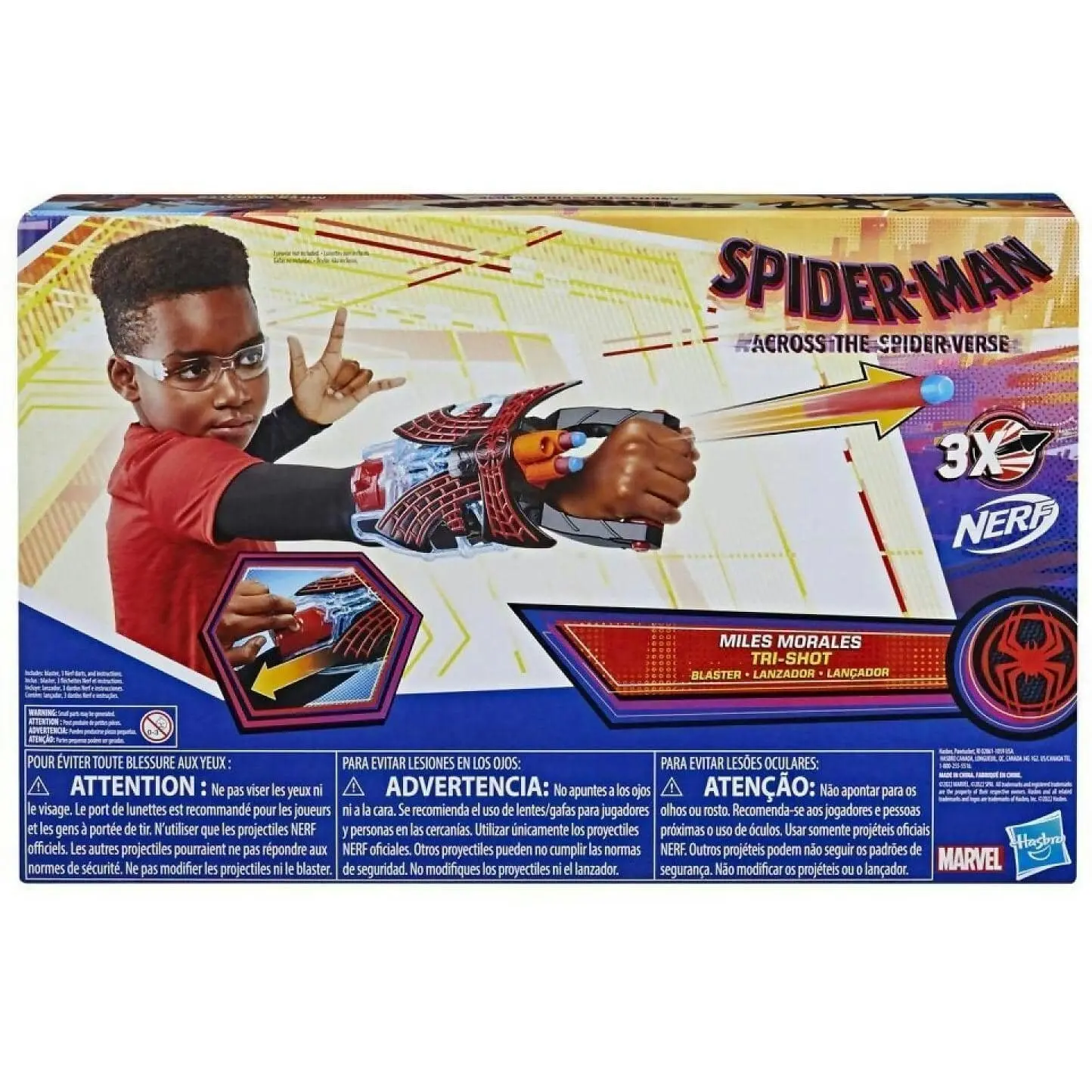 Marvel - Spider-man: Across The Spider-verse Miles Morales Tri-shot Blaster Nerf-powered Toy 3 Darts Kids Ages 5 And Up - Hasbro