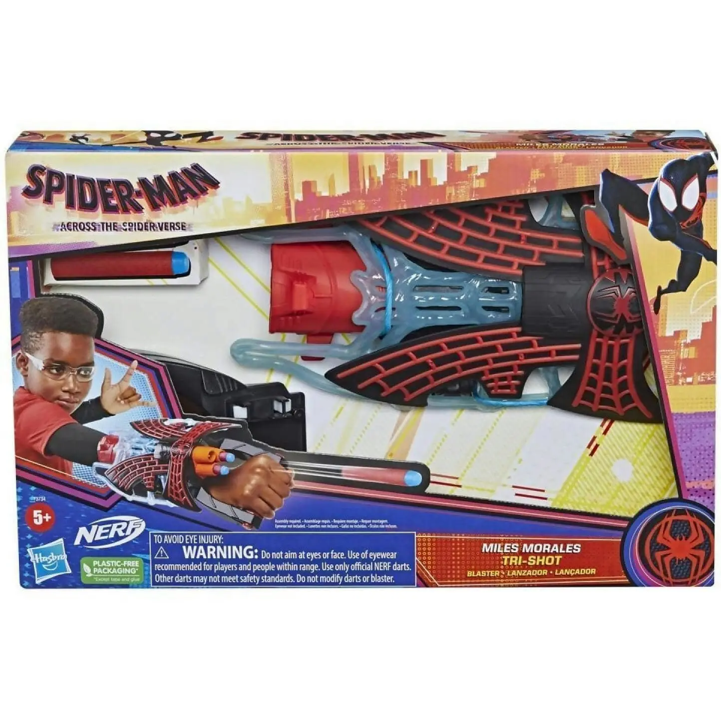 Marvel - Spider-man: Across The Spider-verse Miles Morales Tri-shot Blaster Nerf-powered Toy 3 Darts Kids Ages 5 And Up - Hasbro