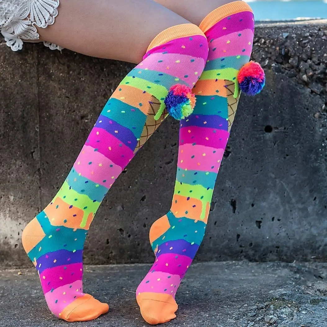 MADMIA -  Icecream With Rainbow Pompom Socks (one Size Fits Most) Muicecream