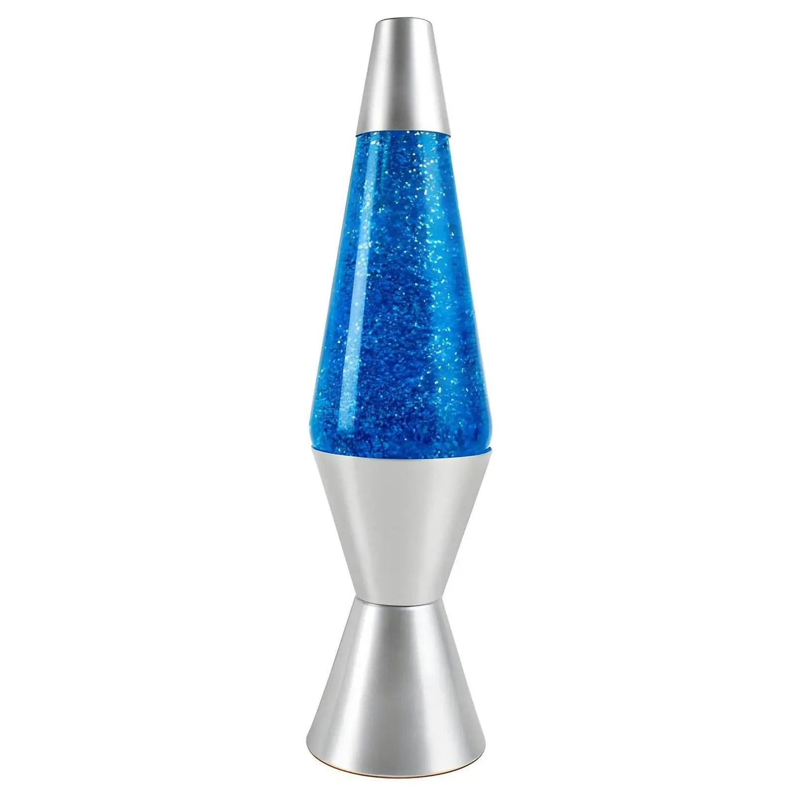 LANDMARK - Liquid Lava Lamp 37cm Blue Glitter Liquid Retro Silver Base