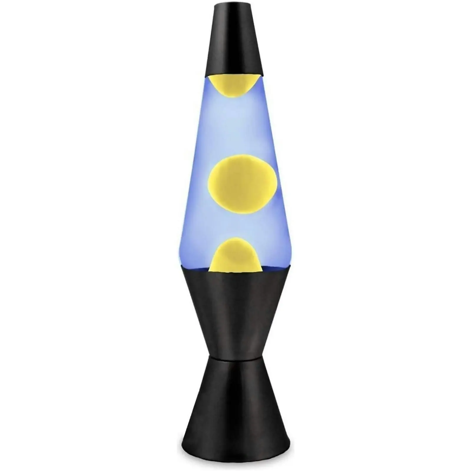 LANDMARK - Liquid Lava Lamp 37cm Blue Water Yellow Retro Black Base Wax