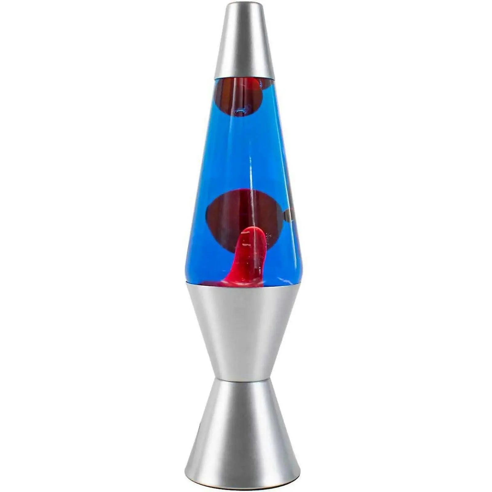 LANDMARK - Liquid Lava Lamp 37cm Blue Water Red Wax Retro Silver Base