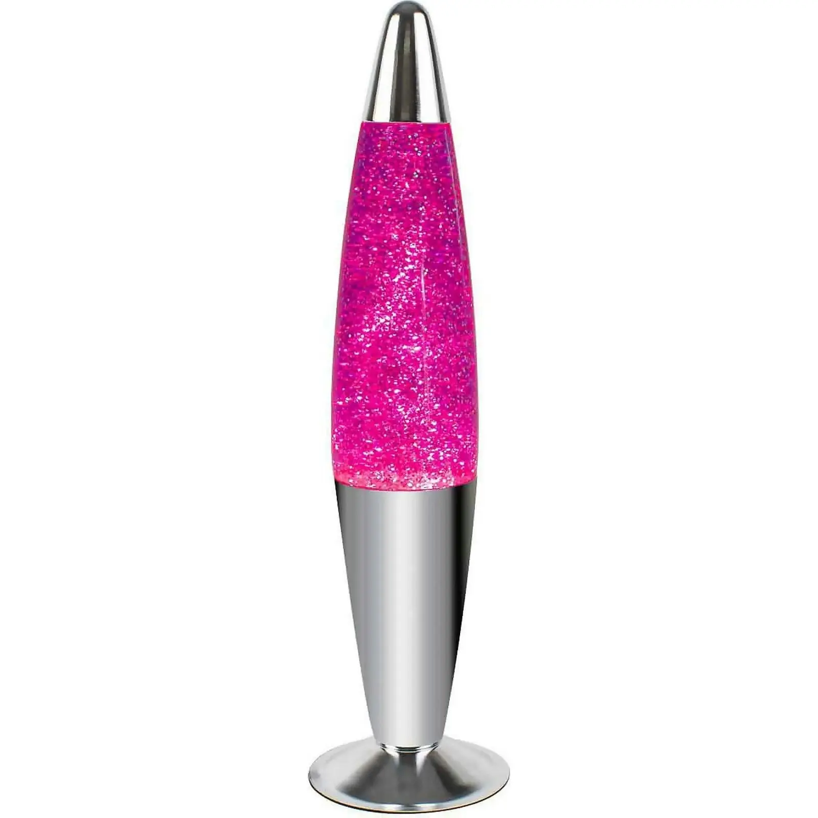 LANDMARK - Liquid Lava Lamp 42cm Pink Glitter Liquid Chrome Base