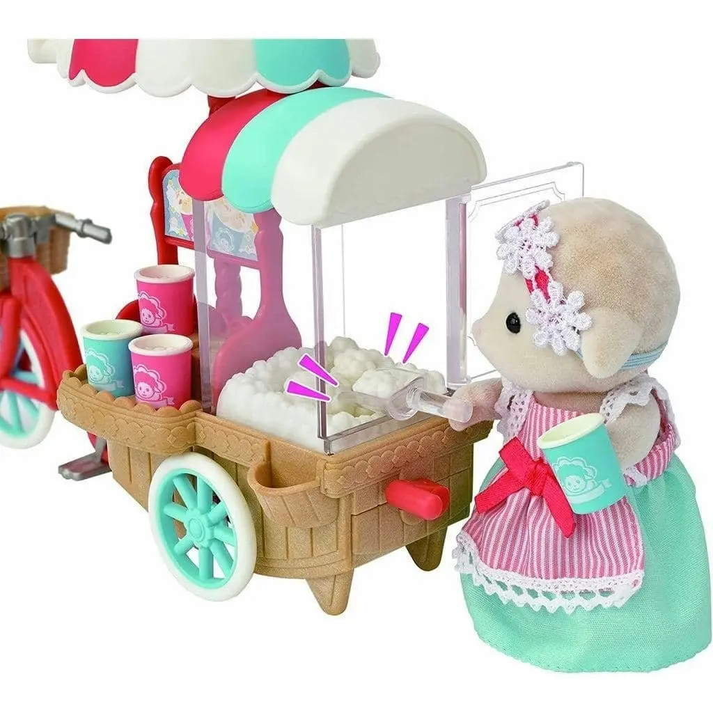 Sylvanian Families - Popcorn Delivery Trike With Sheep Mother Barbara Animal Doll Playset