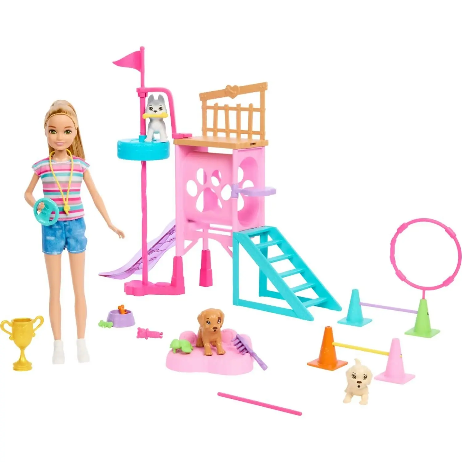 Barbie - Stacie To The Rescue Puppy Playground Playset With Doll 3 Pet Dog Figures & Accessories - Mattel