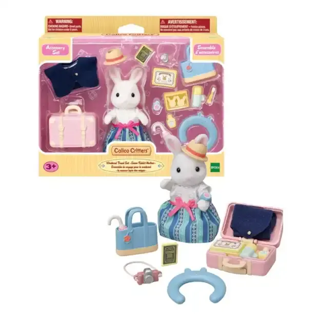 Sylvanian Families - Weekend Travel Set With Snow Rabbit Mother Animal Doll Playset