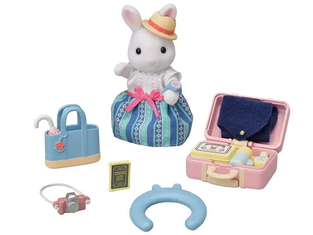 Sylvanian Families - Weekend Travel Set With Snow Rabbit Mother Animal Doll Playset