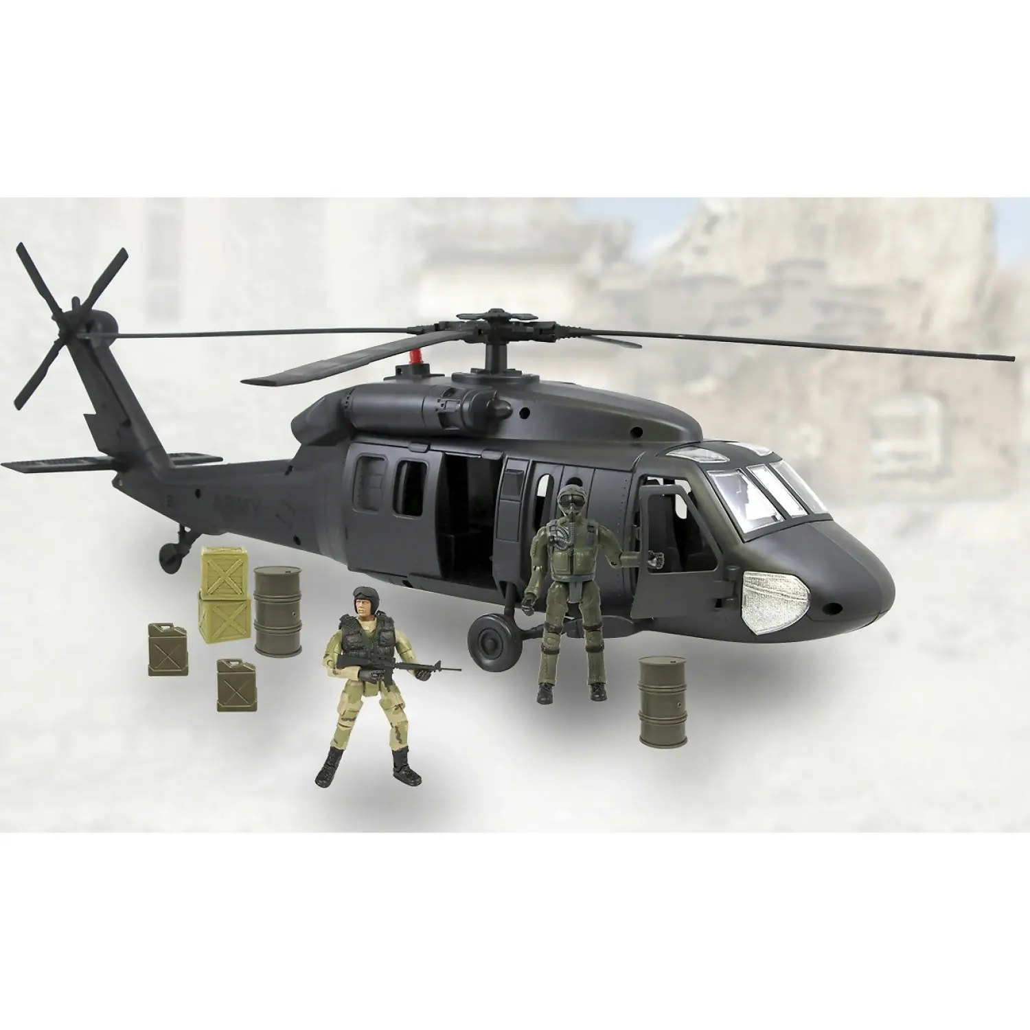 World Peacekeepers - Black Hawk Helicopter 1:18 Scale With 2 Toy Soldiers