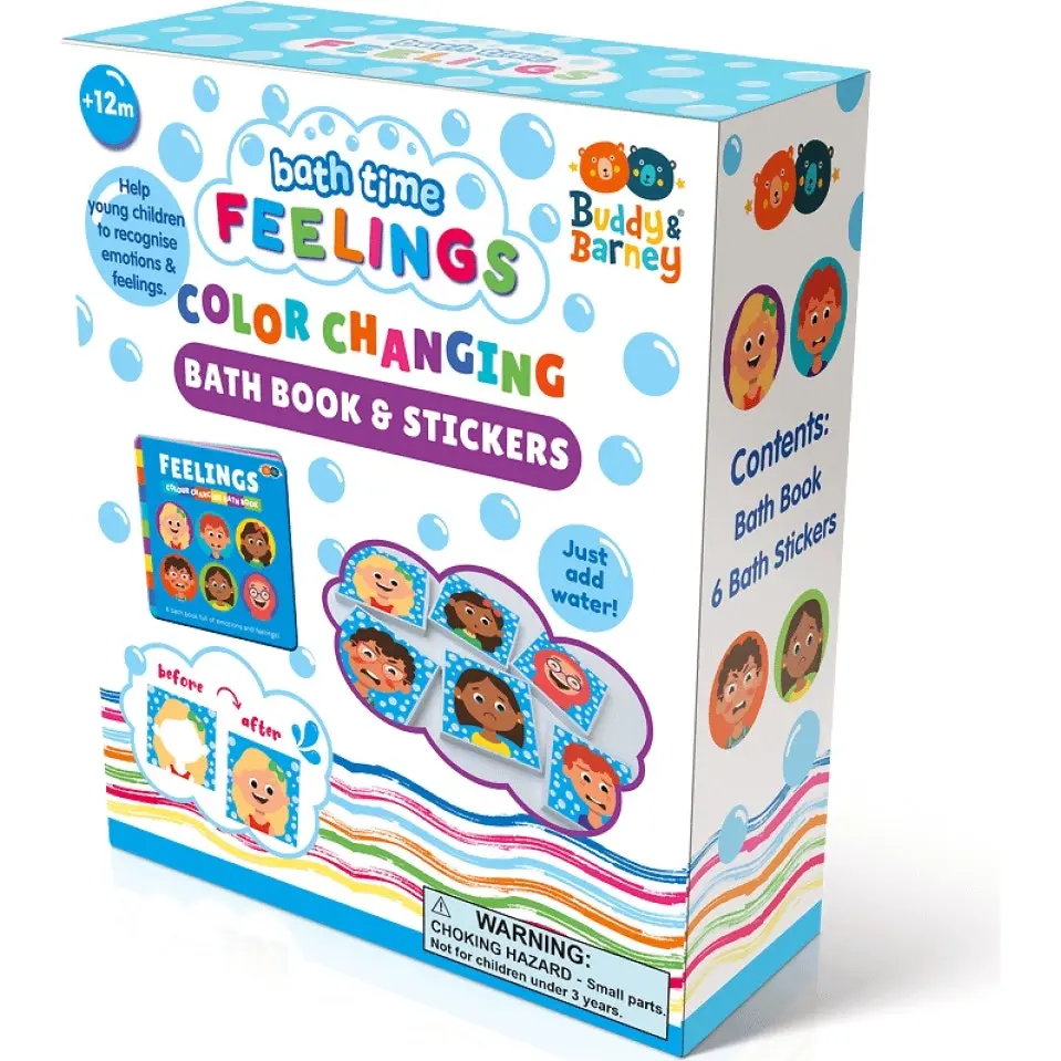 Buddy & Barney - Colour Changing Bath Book & Stickers - Feelings