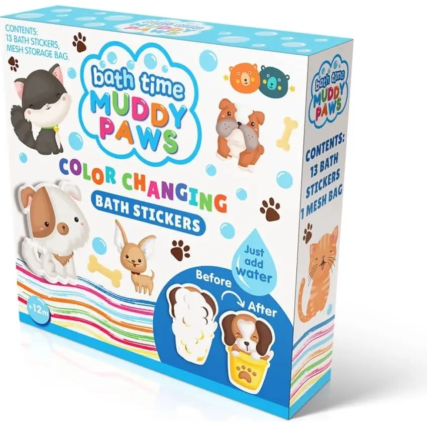 Buddy & Barney - Colour Changing Bath Stickers - Muddy Paws