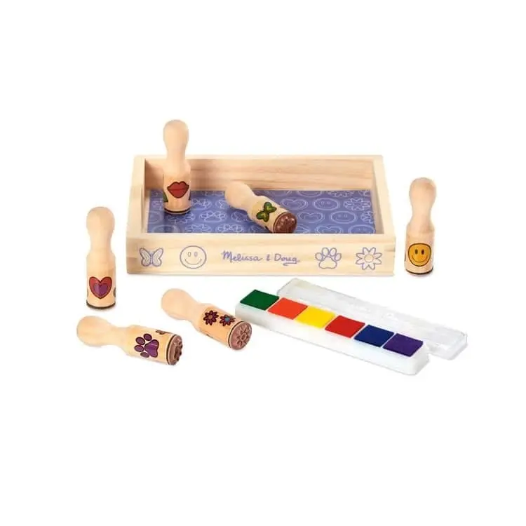 Melissa & Doug - Wooden Stamp Set - Happy Handles