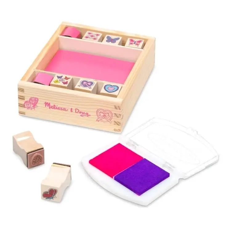 Melissa & Doug - Wooden Stamp Set - Butterflies And Hearts