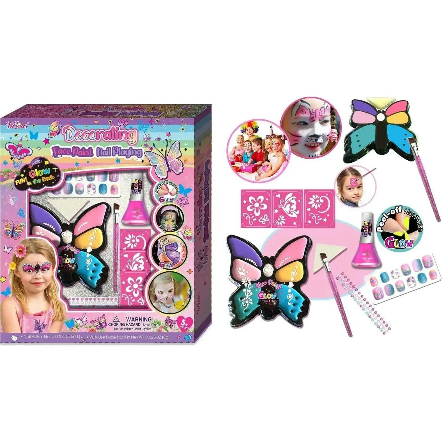 Todikas - Decorating Face Paint And Nails Set - Cotton Candy