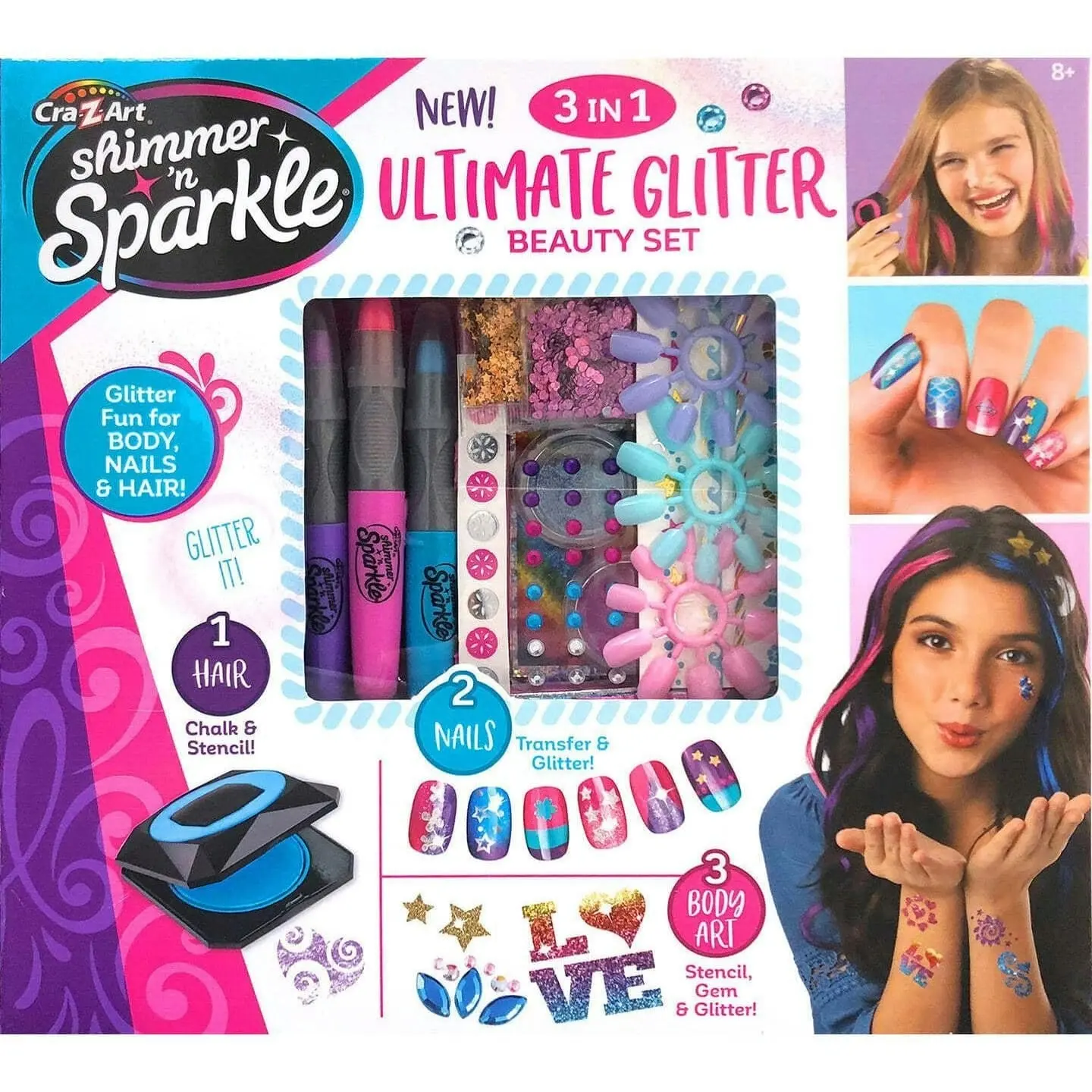 Cra-z-art - Shimmer 'n Sparkle - 3in1 Glitter Beauty Set