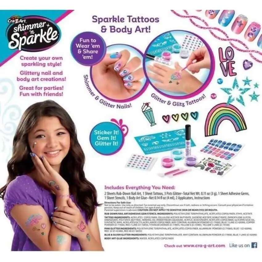 Cra-z-art - Shimmer 'n Sparkle Sparkling Glitter Tattoos & Nails