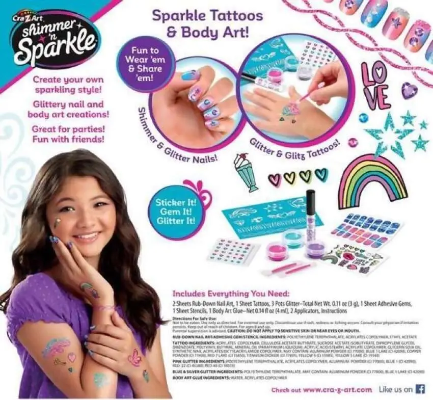 Cra-z-art - Shimmer 'n Sparkle Sparkling Glitter Tattoos & Nails