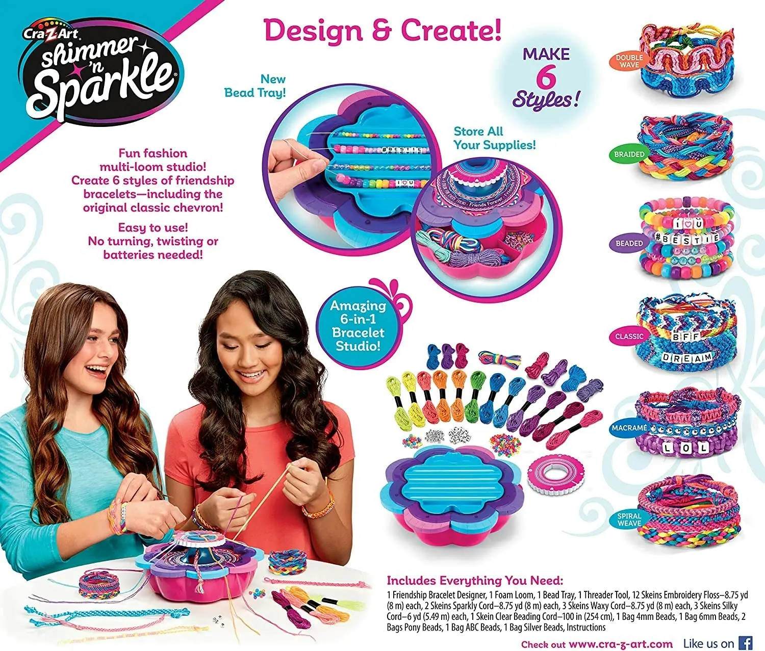 Cra-z-art Shimmer & Sparkle Ultimate 6 In 1 Friendship Bracelet Maker Studio