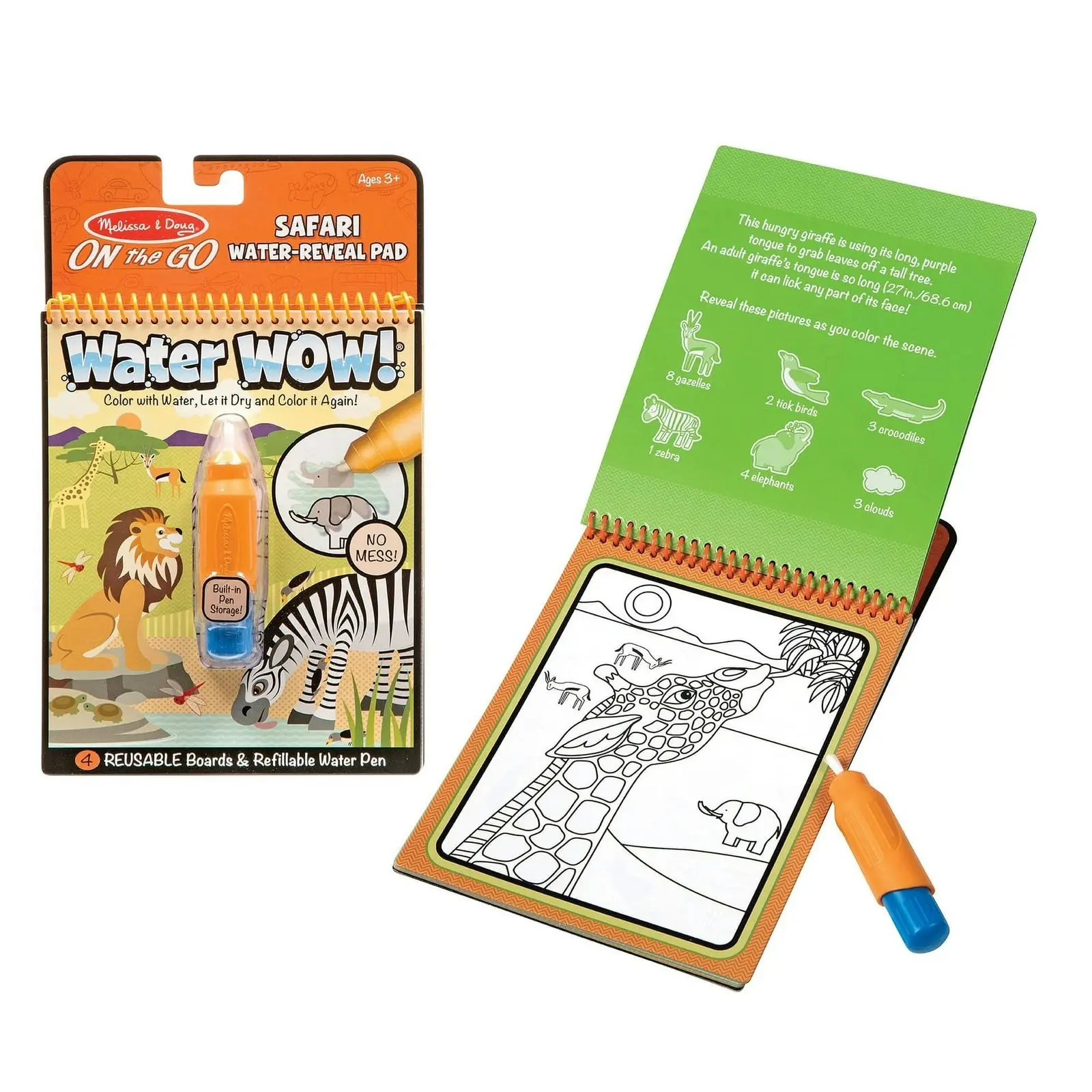 Melissa & Doug - Water Wow! - Safari Water Reveal Pad - On The Go Travel Activity