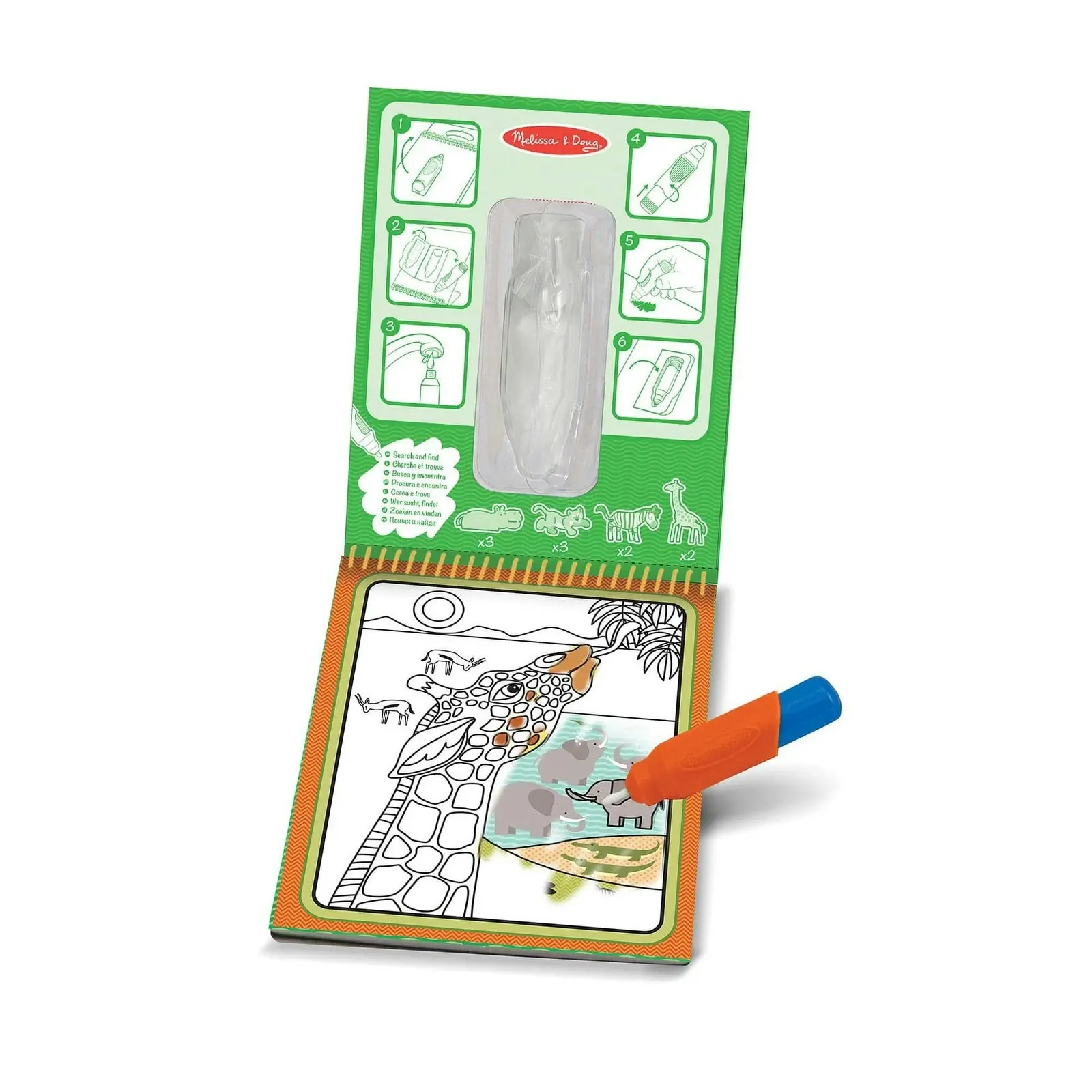 Melissa & Doug - Water Wow! - Safari Water Reveal Pad - On The Go Travel Activity