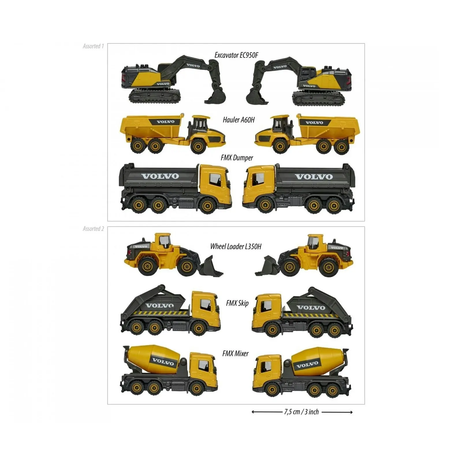 Majorette - Volvo Construction 3 Pce Set Assorted