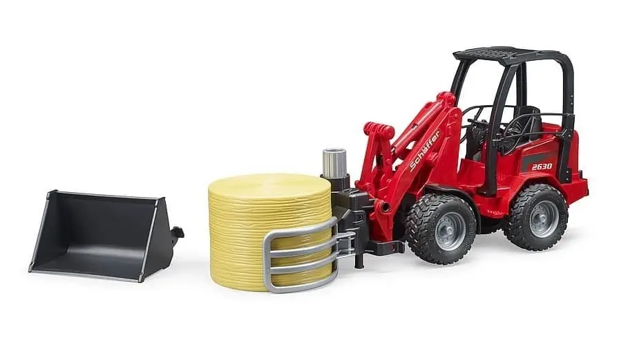 Bruder - Compact Loader 2630 Farm Tractor With Shovel Bale Gripper And 1 Round Hay Bale