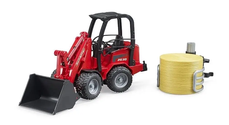 Bruder - Compact Loader 2630 Farm Tractor With Shovel Bale Gripper And 1 Round Hay Bale