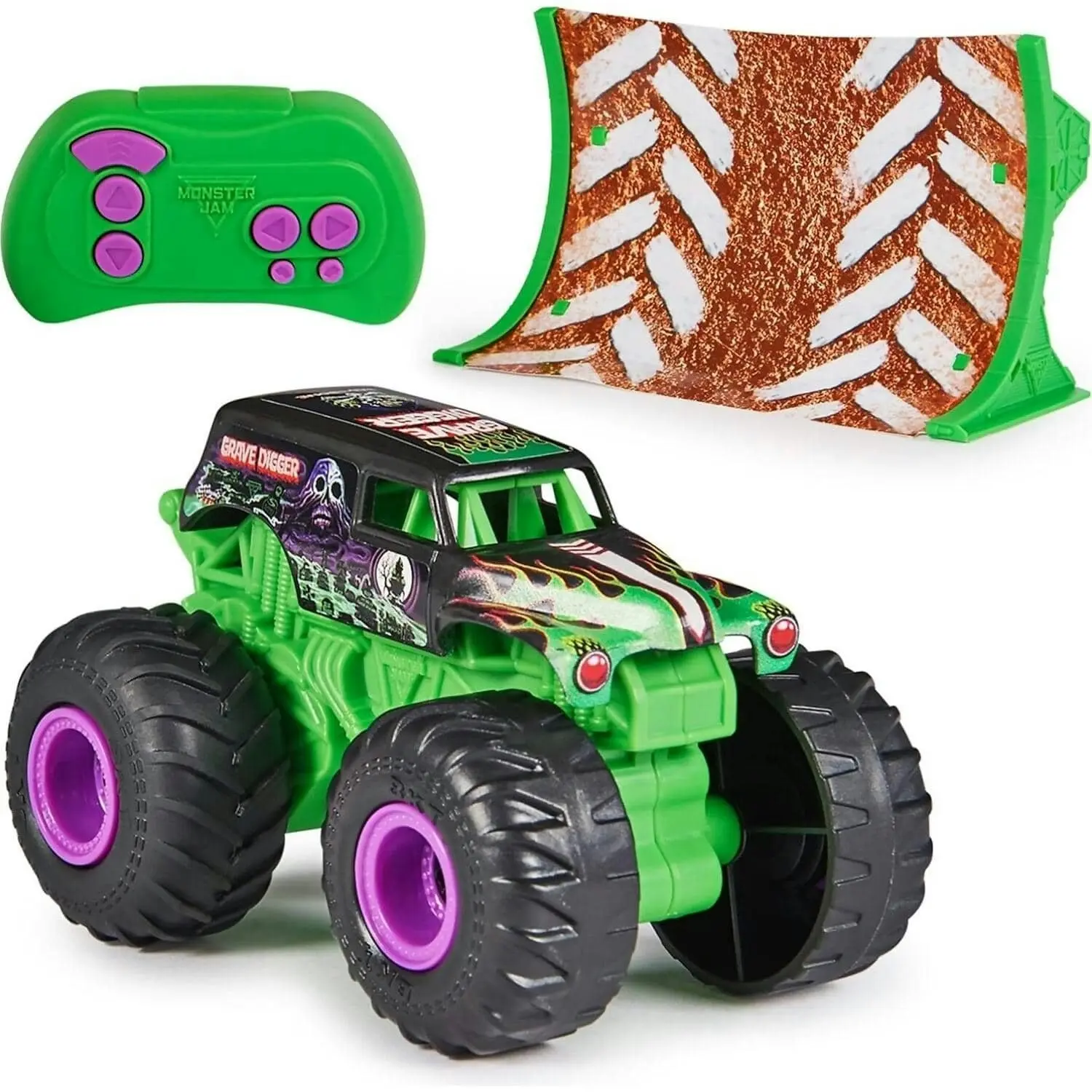 Monster Jam - Grave Digger Remote Control Monster Truck 1:64 Scale Includes Ramp Rc Cars Kids Toys For Boys And Girls Ages 4 And Up - Spin Master