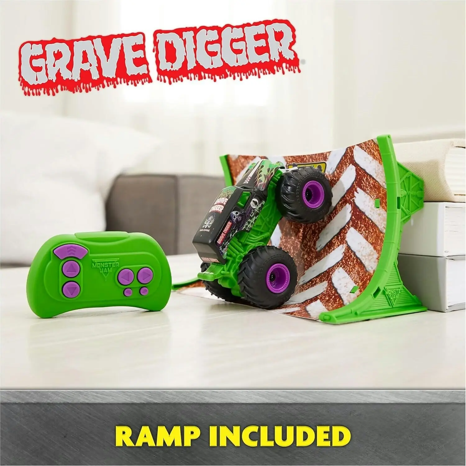 Monster Jam - Grave Digger Remote Control Monster Truck 1:64 Scale Includes Ramp Rc Cars Kids Toys For Boys And Girls Ages 4 And Up - Spin Master