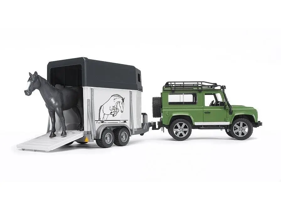 Bruder - Land Rover Defender With Horse Trailer - Bruder Leisure Time