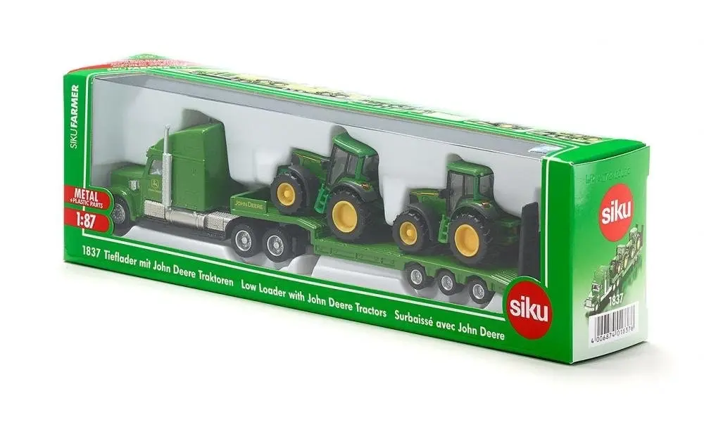 Siku - Low Loader With John Deere Tractors Farmer Transporter