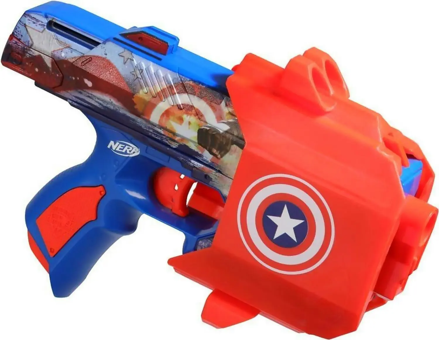 Nerf - Marvel Captain America Blaster 10 Nerf Elite Darts Holster Gifts For 8 Year Old Boys & Girls & Up - Hasbro